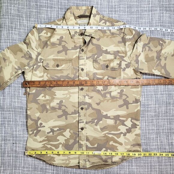 LL Bean Camo Shirt Jacket Mid-Heavy Weight Desert Tan Untucked Style Men's S - Picture 5 of 14